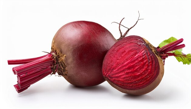 Whole Beet Root And Half Isolated On White Background