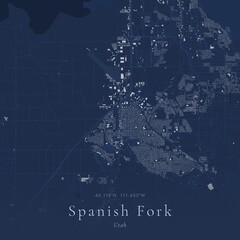 Obraz premium Blueprint Map of Spanish Fork, United States | Architectural Line Art Poster