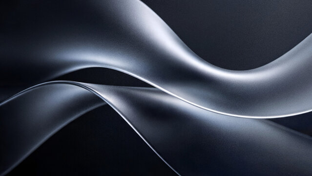 Abstract grainy glassmorphism background with blurred monochromatic black and white frosted glass wavy aura ribbons over premium dark backdrop design.