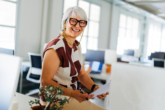 Professional mature woman working in a modern office