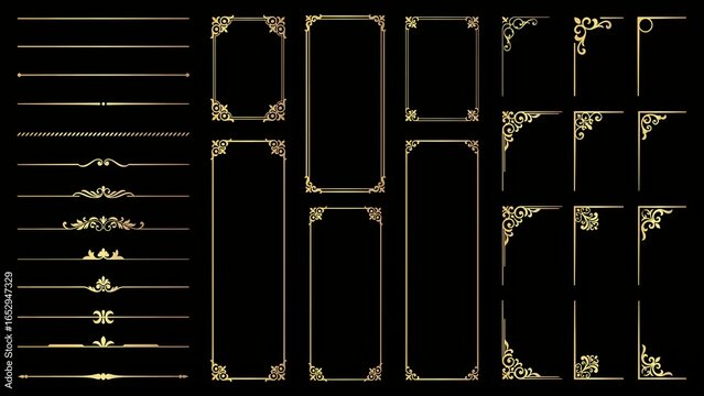 Luxury Gold Vintage Frames, Decorative Corner Borders and Elegant Divider Lines Vector Collection