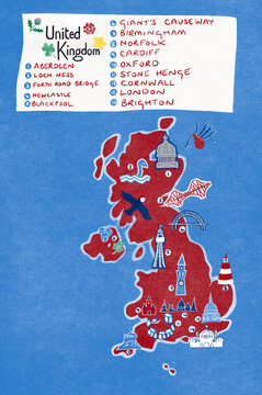 A tourist map of the UK