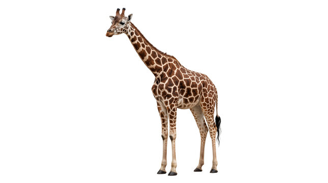 Magnificent giraffe standing tall and proud, showcasing its distinct brown and white spotted coat.