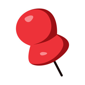 Red thumbtack pin. Paper clip. Office and school stationery for organizing documents. Vector illustration