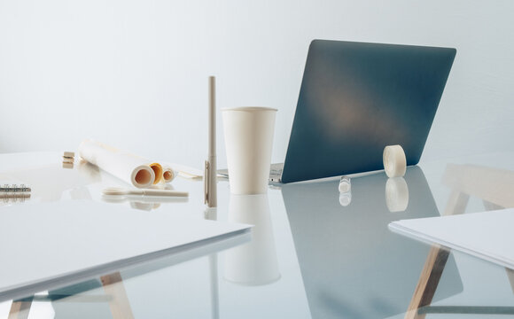 Modern office glass desk 