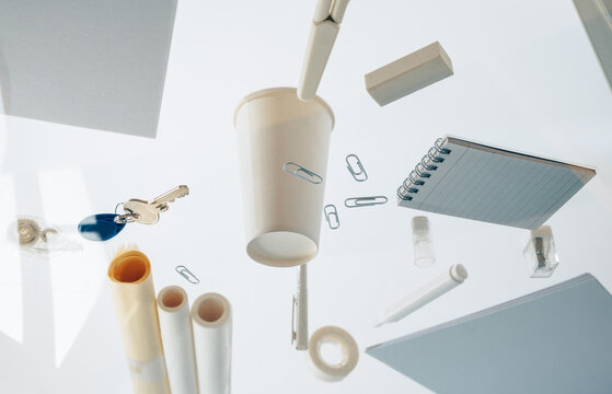 Architect studio  glass working desk 