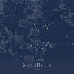 Obraz premium Blueprint Map of Merrillville, United States | Architectural Line Art Poster