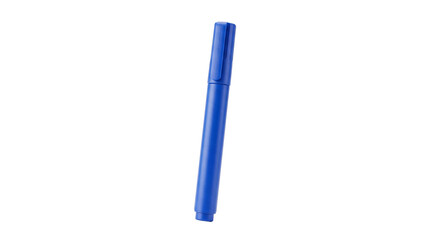 One single vivid blue felt tip marker with its cap on, standing upright and slightly angled. © Isolated_png