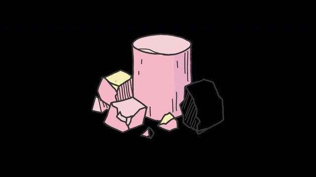 Semiconductor silicon ingot fragments raw material 4K Hand Drawn Animation with alpha transparent background