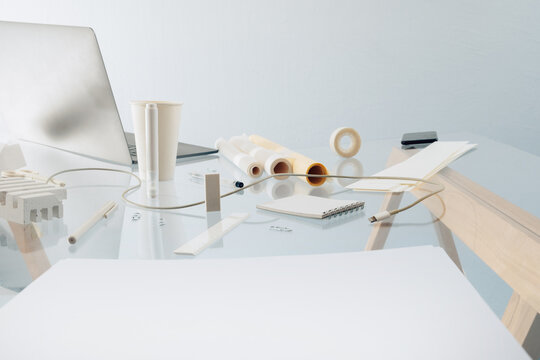 Modern office glass desk 