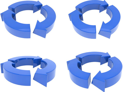 Four blue circular loading arrows arranged with rotation business abstract