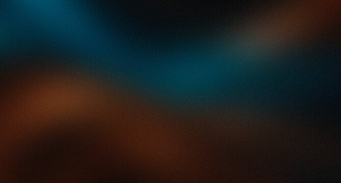Abstract dark luxury background with glowing teal blue light beam and warm bronze earth tones deep charcoal shadow gradient and vintage grainy noise texture