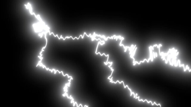 Sky lighting overlay effect thunder lightning electric cartoon spark, Realistic thunder storm transition element with heavy cloud illumination and blast on Black background, 4k