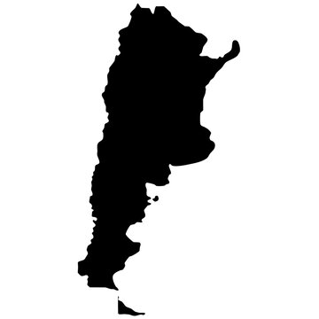black silhouette map of Argentina isolated on a transparent background	
