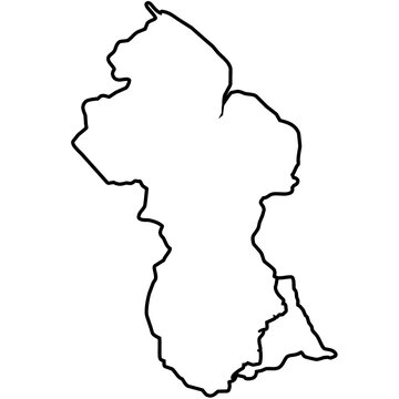 a black outline map of guyana isolated on a transparent background