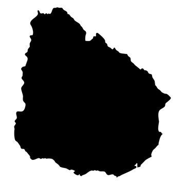 black silhouette map of uruguay isolated on a transparent background	
