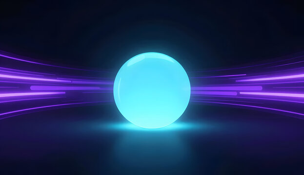 Epic futuristic data vortex in multi dimensional technical spaceAbstract cyber technology background with glowing neon light paths