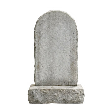 Vintage blank tombstone with weathered stone texture, antique granite headstone for cemetery memorial, weathered grave marker for funeral design isolated PNG with Transparent Background