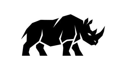 Fototapeta premium Minimalist rhinoceros silhouette logo design on a white background