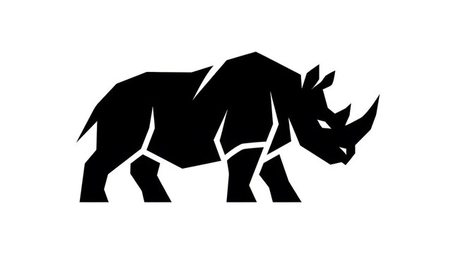 Minimalist rhinoceros silhouette logo design on a white background