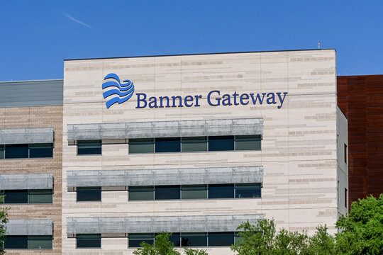 Banner Gateway Medical Center hospital exterior displaying facility name and logo, illustrating healthcare services, medical facilities, and hospital infrastructure