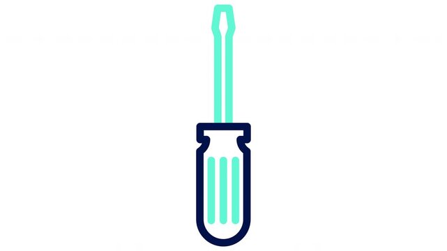 Screwdriver and technical tool icon. Settings adjustment. Vector illustration, outline animation