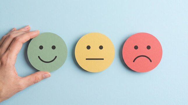 Hand holding a happy face icon for world mental health day to represent emotional wellbeing and positive psychological state of mind