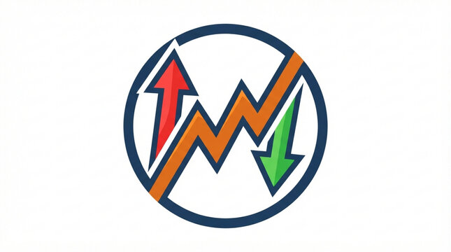 Market volatility icon with arrows. Financial graph symbol showing economic fluctuation.