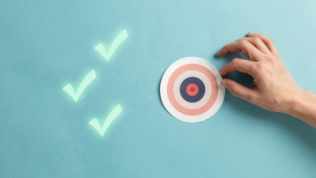 Strategic goal setting and successful task completion, achieving business objectives with precise planning and execution, hitting the mark every time