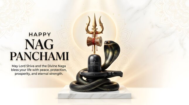 Happy nag panchami celebration with lord shiva lingam with celebration with Hindu festival