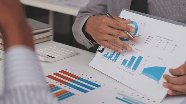 Tax deduction planning concept. Businessman calculating business balance prepare tax reduction.