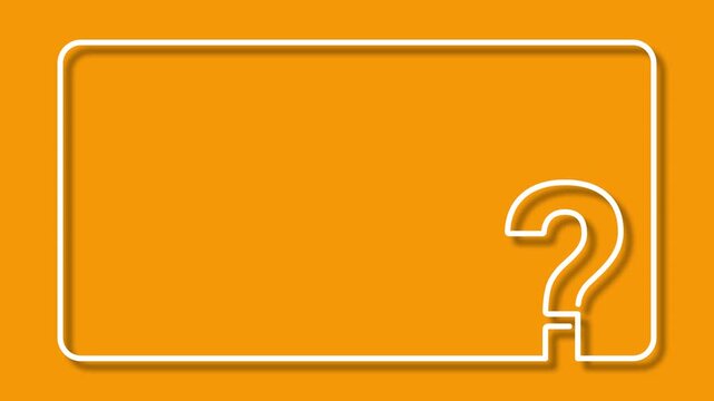 QUESTION MARK white line art frame animation on orange background. Minimalist creative layout template for quiz, FAQ, and video title frame.