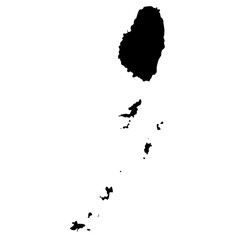 Obraz premium black silhouette map of Saint Vincent and the Grenadines isolated on a transparent background 