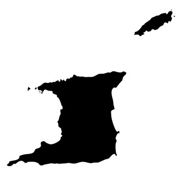 black silhouette map of Trinidad and Tobago isolated on a transparent background	

