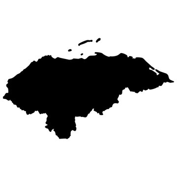 black silhouette map of honduras isolated on a transparent background	
