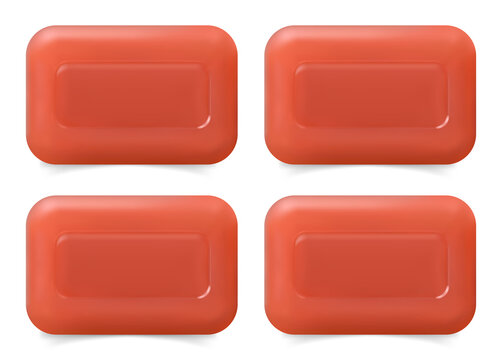 Four red rectangular buttons with rounded corners on transparent background
