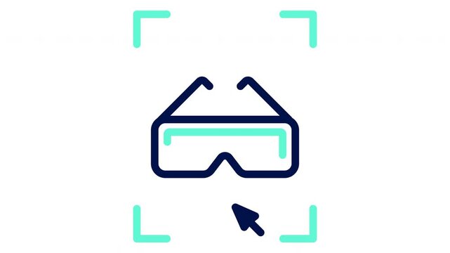 Virtual reality headset selection icon representing immersive digital interaction. Vector illustration, outline animation