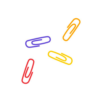 Four paper clips. School stationery for organizing documents, hold papers
