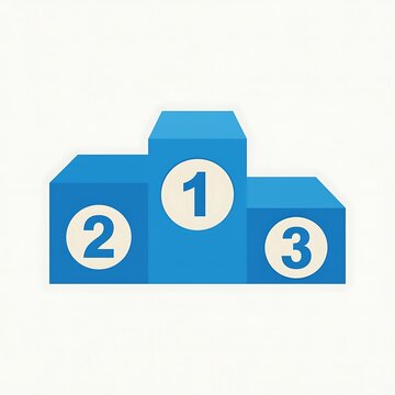 Blue winners podium with first second and third place icons