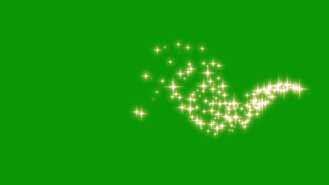 Golden glowing starlight glitter sparkle path golden twinkling stars line, 2d glitter stars line animation, fast glittering star lines, sparkling starry line effect on green screen.4k video