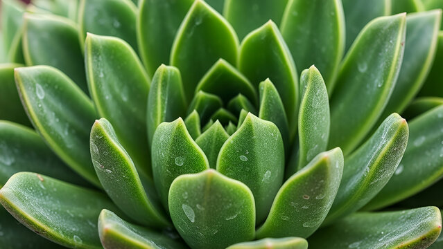 Vibrant green succulent plant showing intricate rosette patterns and detailed leaf textures in macro close focus
