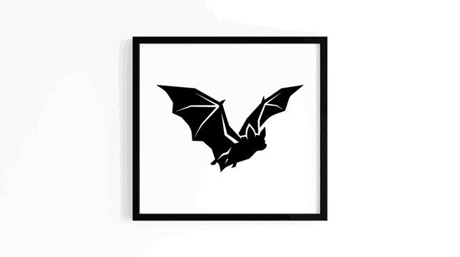 Black Bat Silhouette Flying Isolated on White Background