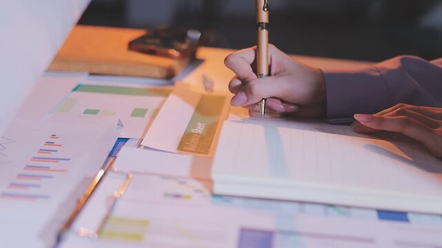 Tax deduction planning concept. Businessman calculating business balance prepare tax reduction.