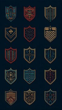 set of shields symbols or icons