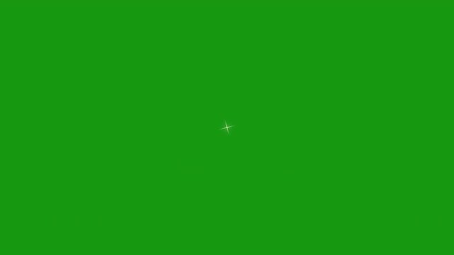 Single star glitter, flat vector blinking shining light twinkling effect glowing, on green screen, 4k video