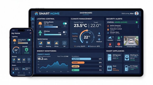 Modern Camera and Radio Control Panel Interface with Buttons Navigation Menu UI Elements Flat Vector Design Template for Web Dashboard and Digital Technology System