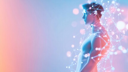 Obraz premium Futuristic Human Silhouette Connected to Digital Network.