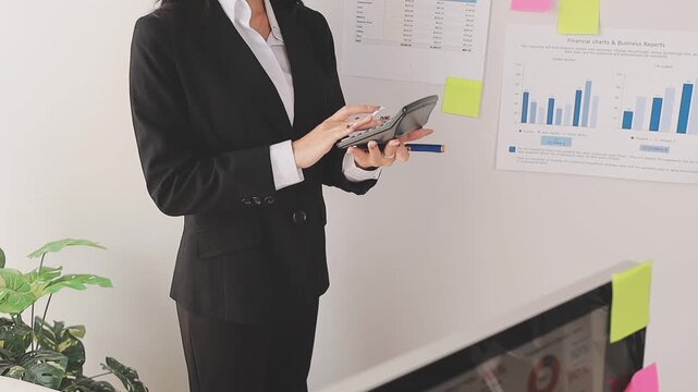 Tax deduction planning concept. Businessman calculating business balance prepare tax reduction.