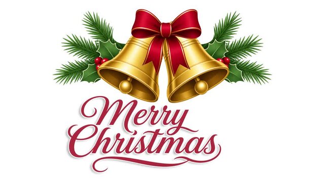 Merry Christmas Bell Animation | 2D Festive Holiday Logo on White Background