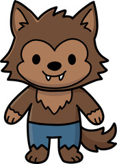 Cute cartoon werewolf character monster vector illustration